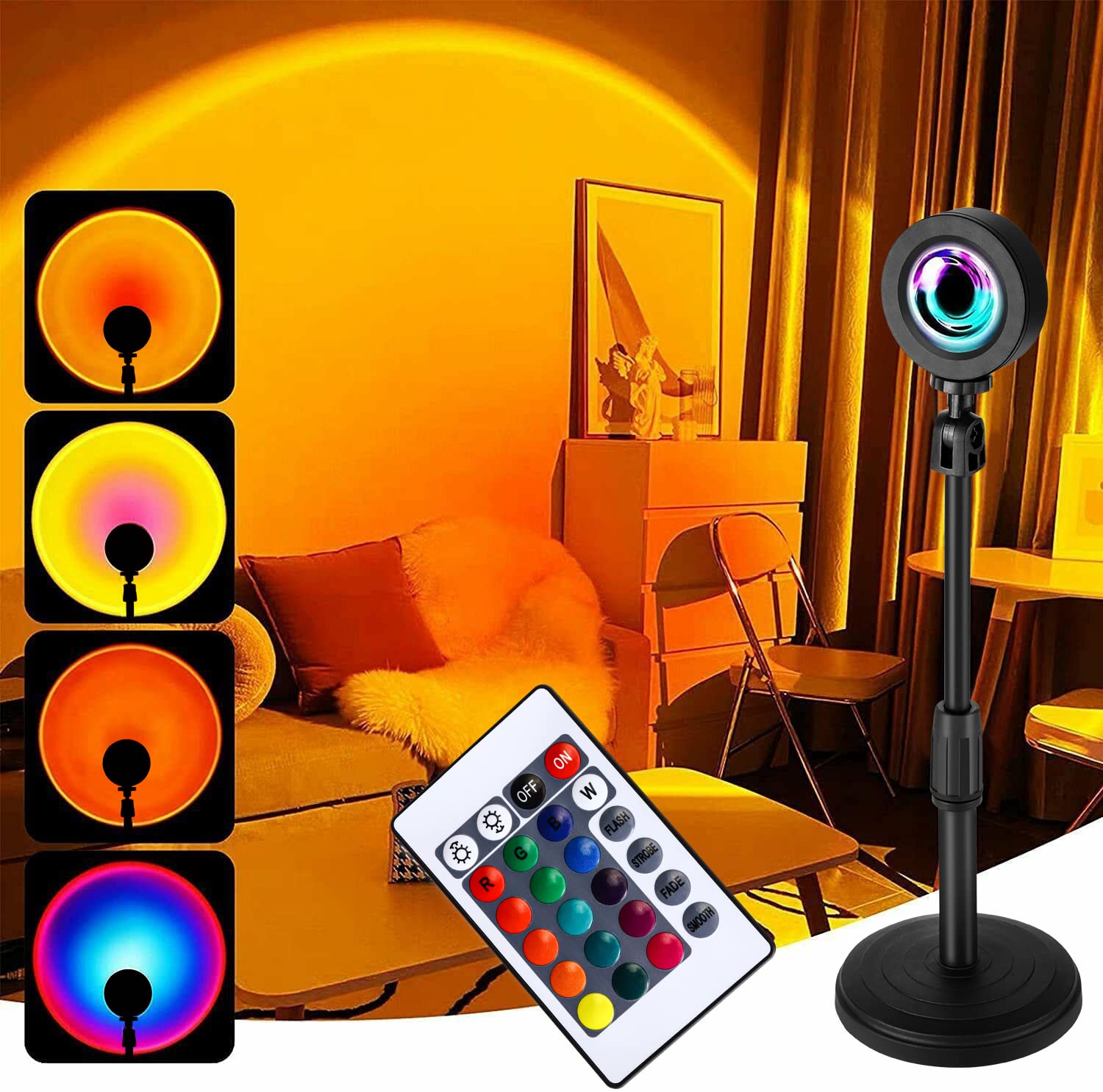 🌅 X-Kim 16-Color Sunset Lamp Projector – 360° Rotation LED Mood Light 🌈