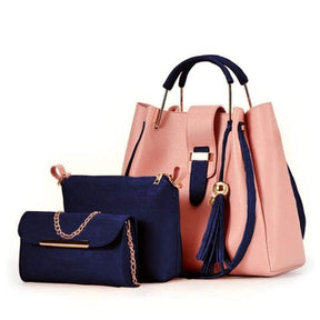 🔥 Premium 3-Piece Synthetic Leather Shoulder Bag Set – Stylish & Versatile Handbag for Women