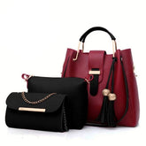 🔥 Premium 3-Piece Synthetic Leather Shoulder Bag Set – Stylish & Versatile Handbag for Women