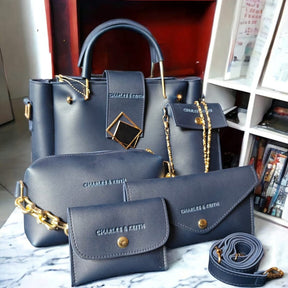 🔥 Premium 5-Piece Synthetic Leather Shoulder Bag Set – Stylish & Elegant 👜