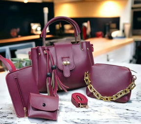 🔥 High-Quality 4-Piece Synthetic Leather Shoulder Bag Set – Elegant & Stylish 👜